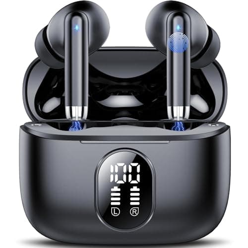 Image of QXQ 2026 New Wireless Earbuds, Bluetooth 5.4 Headphones HiFi Stereo with 4 ENC Mic, 40H Mini Ear Buds In-Ear Noise Cancelling Earbuds with LED Screen, Light Bluetooth Earphones for Android iOS, Black
