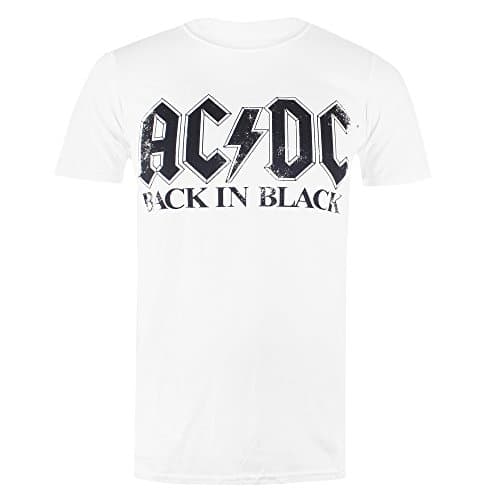 Image of AC/DC Men's Back in Black T Shirt, White, M UK