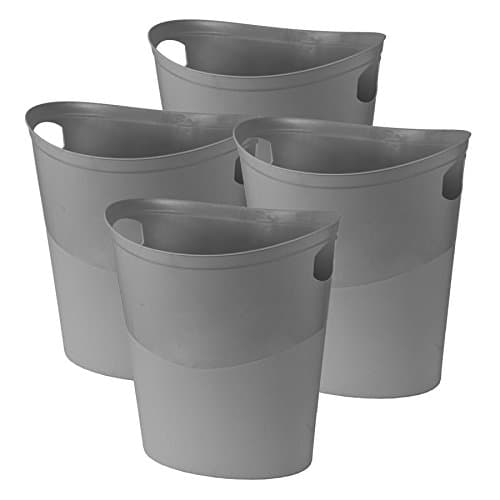 Image of Simpa® 10L 10 Litre Plastic Flexi Storage Bin Home Kitchen Garden Bedroom Toy Camping Portable Storage Container - Made in The UK - Silver - Set of 4