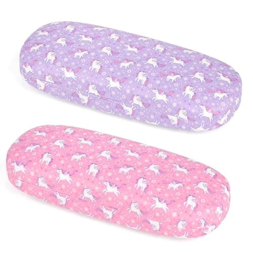 Image of Beipegin Glasses Case 2-Pack, Unicorn Sunglasses Case for Girl, Protective Glasses Case with Glasses Cloth
