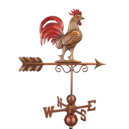 Image of Good Directions 1975RED Bantam Red Rooster Weathervane, Pure Copper Hand Finished Multi-Color Patina