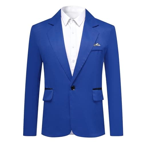 Image of YOUTHUP Men's Casual Sports Blazer Lightweight Regular Fit 1 Button Business Suit Jacket, Blue, L