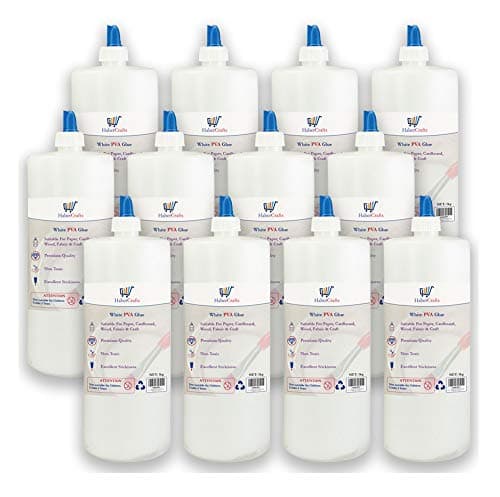 Image of PVA Glue Washable Child Safe PVA Glue (1 Litre) Adhesive Arts And Crafts PVA School Glue Kids Craft Sticky Childrens Glue Tacky Non Toxic Dries Clear Eco Spreader Lid (1 Litre - 12 Bottles)