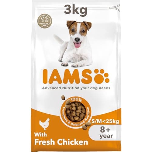 Image of IAMS Senior Small Medium Complete Dry Dog Food Chicken 3kg - With DentalCare System