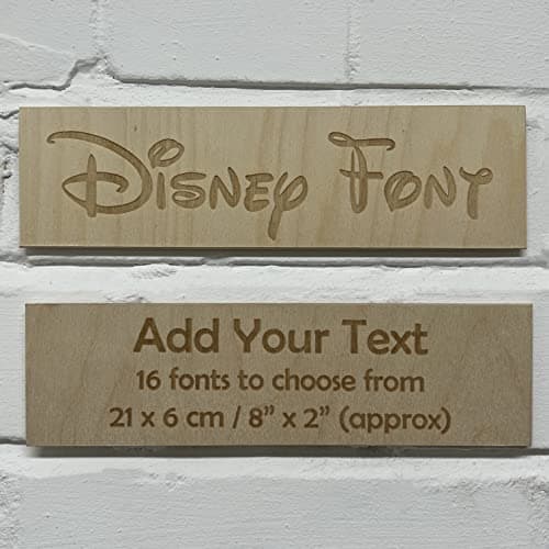 Image of Cutncraft Designs Disney Font Signs Engraved Wooden Sign Plaque Wall Door Hanging Gift Idea 21x6cm (8x2inch)