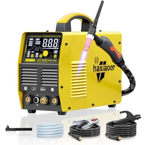 Image of haxiaoer Aluminum TIG Welder AC/DC 240V with Pulse, [Large LED Display] 200A Digital Inverter AC Pulse TIG/AC TIG/DC Pulse TIG/HF TIG/ARC Welding Machine HXT200P AC DC Pro