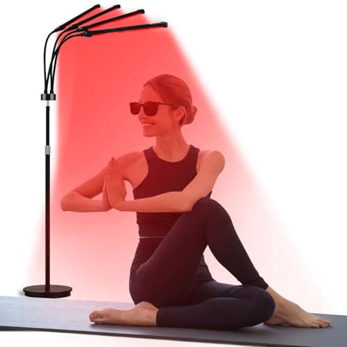 Image of Relhafethy Floor Red Light Lamp, 660nm 850nm 940nm Near Infrared Light, 180 LEDs High Power Floor Lamp with 4 Adjustable Heads, Timer & Dimmable for Home Use