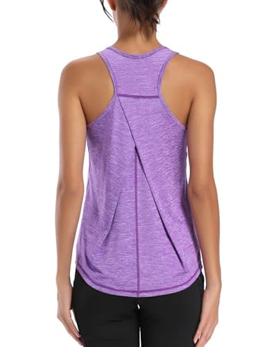 Image of Dawnrole Gym Tops for Women Sleeveless Yoga Fitness Shirts Racerback Sports Top Women Purple