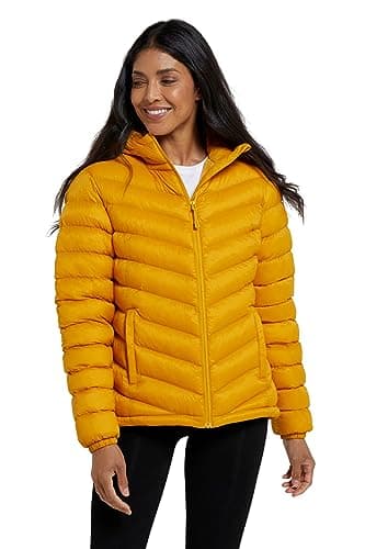 Image of Mountain Warehouse Seasons Womens Padded Jacket - Water Resistant Coat, Puffer Jacket, Front Pockets, Adjustable Elastic Cuffs & Hood - For Spring Summer, Outdoors Yellow Women's Size 14