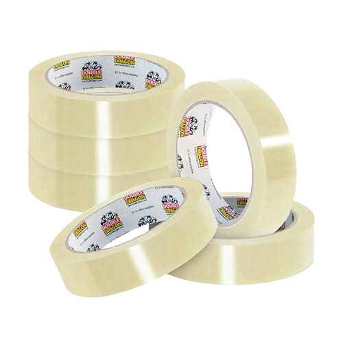 Image of Double Dragon Cellotape Clear Packaging Tape– 24mm wide, 40m long (6 Rolls) | Strong Sellotape Parcel Packaging Tape | Secure Sticky Sealing Tape for Parcel Boxes, Moving Boxes, Large Postal Bags etc