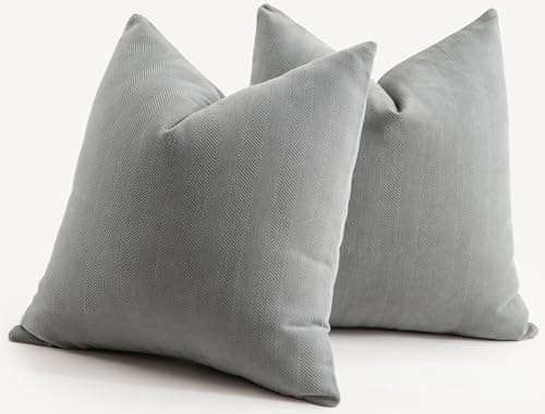 Image of Mandioo Pack of 2 Chenille Cushion Covers Soft Comfortable Durable Throw Pillow Cases for Home Decor Sofa Couch Living Room Bedroom 16 x 16 Inch 40x40 cm Elephant Grey