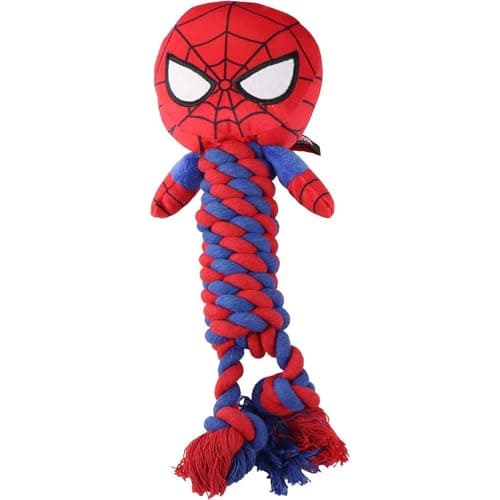 Image of Cerdá Marvel Spider-Man Dog Toy with Rope & Squeaker – Plush & Durable Chew Toy for Dogs – Interactive Tug, Fetch & Chewing Toy for Small to Medium Dogs