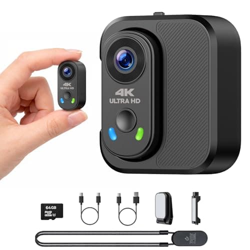 Image of CAMWORLD 4K Body Camera with 64GB Card, Mini Thumb Action Camera WiFi Magnetic Mount, EIS Stabilization Hands-Free POV Camera with Charging Case for Vlogging/Cycling/Skiing/Travel