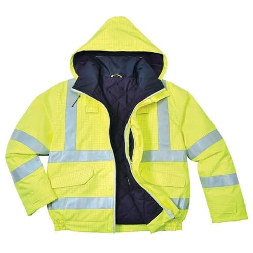 Image of Portwest Bizflame Rain Hi-Vis Antistatic FR Bomber Jacket, Size: L, Colour: Yellow, S773YERL