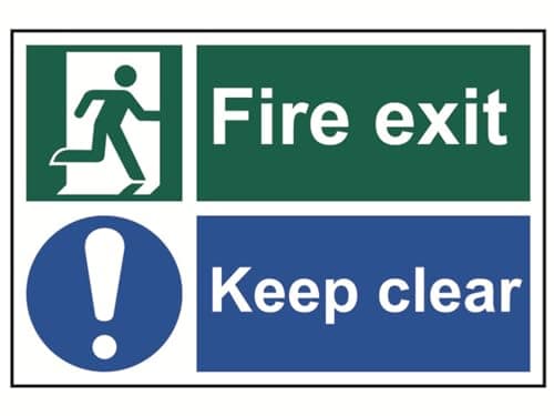 Image of Centurion 1540 Fire Exit Keep Clear Sign - Fire Safety - Self-Adhesive PVC - 300mm x 200mm, White
