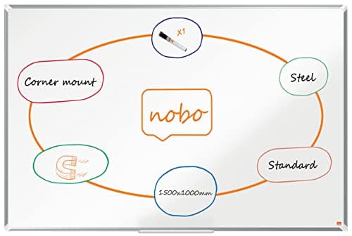 Image of Nobo Premium Plus Steel Magnetic Whiteboard – 1500x1000mm, Aluminium Trim, EU Ecolabel Certified, 1915158