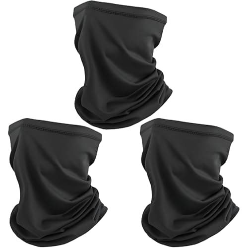 Image of 3 Pack Bandana Neck Warmer Ski Snood for Men & Women,Multifunctional Headwear Face Mask,Elastic Windproof Neck Gaiters Headband Snood UV Resistant Ski Mask Black for Outdoors Sports Cycling Hiking