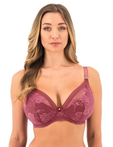 Image of Fantasie Women's Fusion Lace Underwire Padded Plunge Bra, Rosewood, 32E