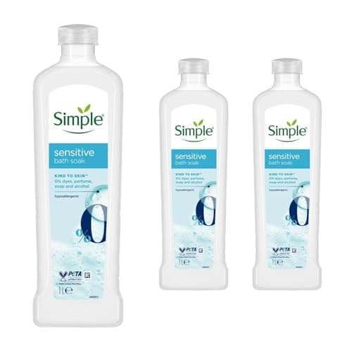 Image of Simple Kind to Skin Sensitive Bath Soak, Pack of 3, Bubblebath for Women, Ultra-Gentle Hypoallergenic Product Designed for The Most Sensitive Skin, 1L