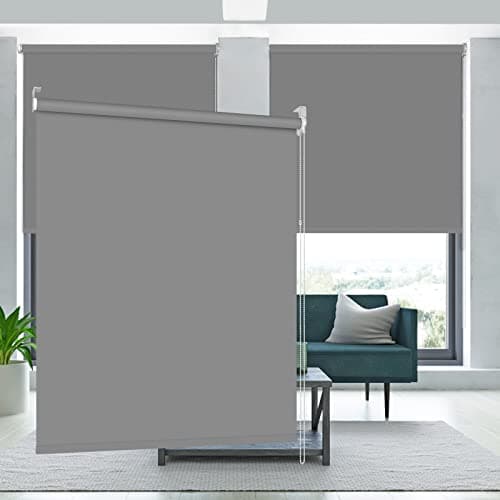 Image of Kokorona Thermal Blackout Roller Blinds with UV Protection and Waterproof Fabric for Bedroom and Office - Room Darkening Privacy Window Shades, 71cm x 183cm, Grey