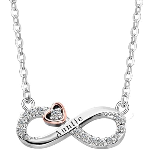 Image of ZakiaHo Auntie Necklace Gifts from Niece Nephew Infinity Love Heart Pendant Jewellery Mothers Day Birthday Gift for Women