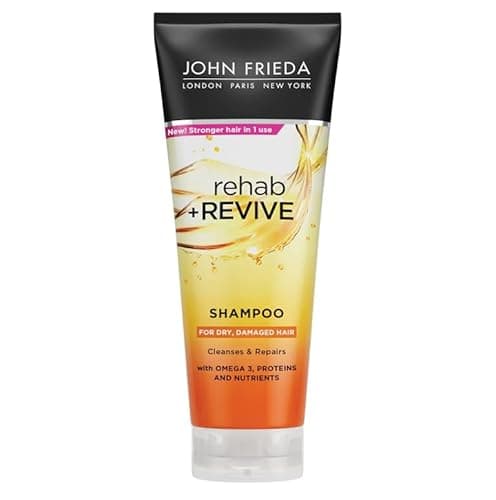 Image of John Frieda Rehab +REVIVE Shampoo for Dry, Damaged Hair, with Omega 3, Proteins and Nutrients, 250ml