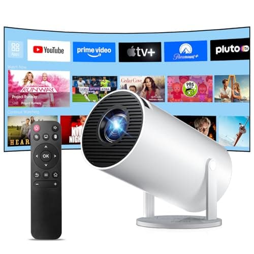 Image of [2026 Upgraded & 4K/8K Support]HY300Pro Mini Projector with WiFi6 Bluetooth 5.4,Smart Portable Projector Built in Android OS 14.0,Auto Keystone,12000 Lumens Outdoor Projectors for Bedroom/Gaming-white