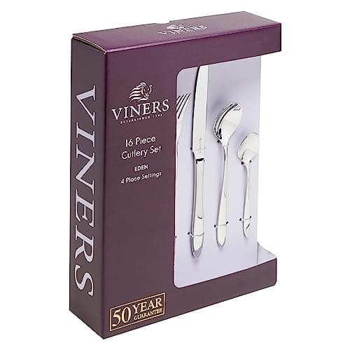 Image of Viners Eden 16 Piece Premium Cutlery Set |18/10 Stainless Steel | Serves 4 | Teardrop Handle Design | Dishwasher Safe