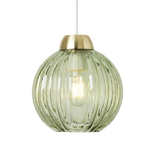 Image of Litecraft Clara Light Shade Glass Ribbed Easy Fit Lampshade (Green Tint)