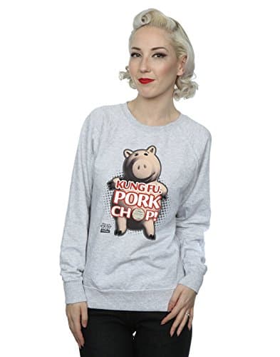 Image of Disney Women's Toy Story Kung Fu Pork Chop Sweatshirt Large Heather Grey
