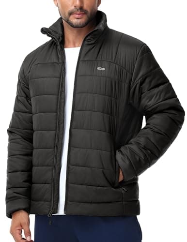Image of MIER Puffer Jacket for Mens Lightweight Insulated Puffy Coat with Pocket Warm Winter Padded Packable Jackets, Black, M