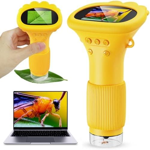 Image of Ashfly Microscope for Kids, 2.0 Inch HD Screen Portable Pocket USB Mini Microscope Camera with 3 Levels Adjustable Lights, 2026 Easter for Kids Aged 3-12 Boys & Girls - Orange