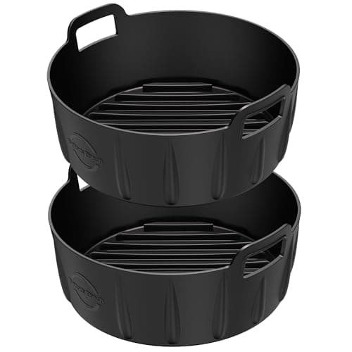 Image of 2 Pcs Premium Silicone Liners for Ninja 3.8L AF100UK & AF160UK | 21cm wide & 9cm High | Design to fit AF100UK, AF160UK & Other 3.8L+ Circular Air Fryers | 2.5mm Thick