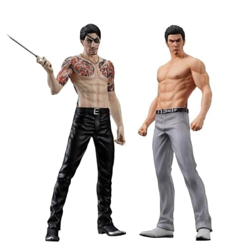 Image of Anjinguang 2PCS Anime Illustration Kiryu Kazuma Figure Original Painting Figurine Goro Majima Action Figure Standing Pose PVC Statue Desktop Ornaments Gifts 17CM