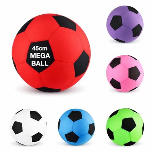 Image of D.A.Y. Republic Giant 45cm Inflatable Mega Football for Garden, Pool, Beach Fun Play - Amazing Summer Fun, Large Blow Up Ball With Soft Microfibre Cover, Cuddly Toy