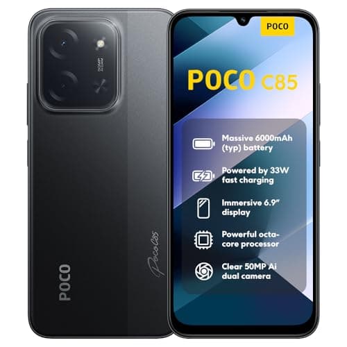 Image of XIAOMI POCO C85, Smartphone 8+256GB, 6.9" 120Hz Display 7.99mm Design, MediaTek Helio G81-Ultra Octa-core, 50MP AI dual camera, 6000mAh, Black, Charger Not Included