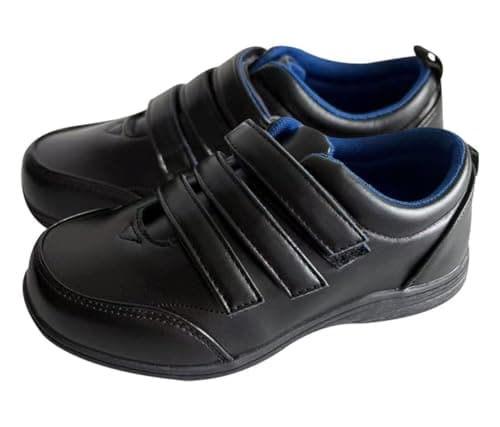 Image of A2Z 4 Kids Boys Teens School Shoes Black PU Leather Smart Touch Fastening Non-Slip TPR Sole - SCH Shoes AZ382204 Black 1 UK