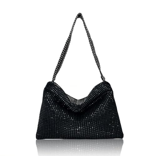 Image of Suupii 1PCS Black Clutch Bags for Women, Women's Clutches, Evening Bags for Women Fashion Sequin Bag Black Evening Bag Shoulder Shiny Clutches Evening, Parties and Dates