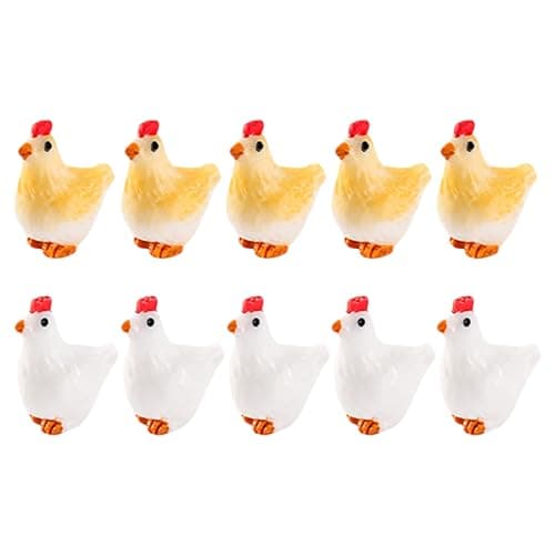 Image of QIHAWN 10 Pcs Miniature Resin Hen Figurines, Tiny Farm Animal Chicken Statues, Lightweight Fairy Garden Ornaments for Micro Landscape, Desktop Home Decor, Bonsai & Cake Toppers