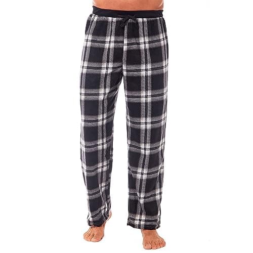 Image of Toro Rocco Mens Fleece Lounge Pants Warm Thermal Check Trousers PJ Sleepwear Loungewear Pant For Men, Grey X Large