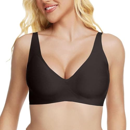 Image of Jelly Bras for Women UK Lift Supportive Full Coverage No Underwire Seamless Jelly Bras Deep V Wireless Push Up Leopard Bra Plunge Bralette Comfort Adjustable Straps Everyday T-Shirt Shapecurve Bra