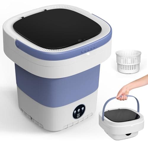 Image of Portable Washing Machine, 12L Upgraded Mini Washing Machine With Spin Basket, Foldable Camping Washing Machine for Underwear, Baby Clothes Socks, Small Washing Machine for Apartments, Dorm,RV, Travel