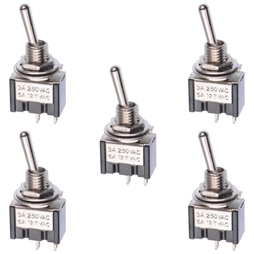 Image of 5 x On/Off Mini Small Toggle Switch Miniature SPST (Pack of 5)