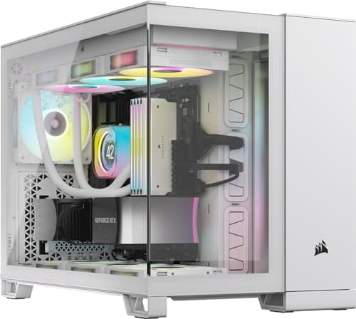 Image of CORSAIR iCUE LINK 2500X RGB Small-Tower mATX Dual Chamber PC Case – Panoramic Tempered Glass – Reverse Connection Motherboard Compatible – 2x CORSAIR RX120 RGB Fans Included – White