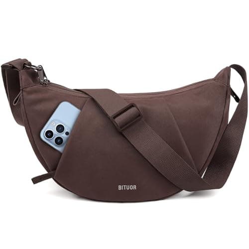 Image of BITUOR Crossbody Bag for Women Nylon Crescent Shoulder Bag Purse Hobo Bag Waterproof & Anti-theft with Adjustable Strap Sling Bag for Daily Use