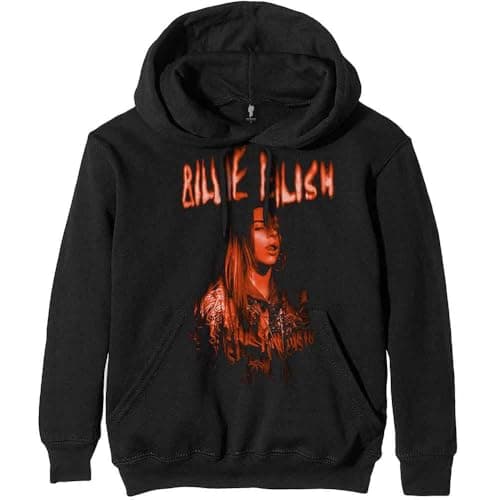 Image of Rock Off officially licensed products Billie Eilish Spooky Logo Official Unisex Hoodie Hooded Top (Medium) Black