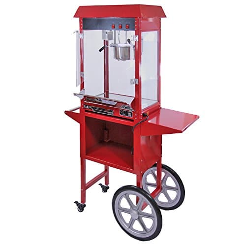 Image of Kukoo Popcorn Maker 8 Ounce Large Commercial Pop Corn Machine With Matching Cart