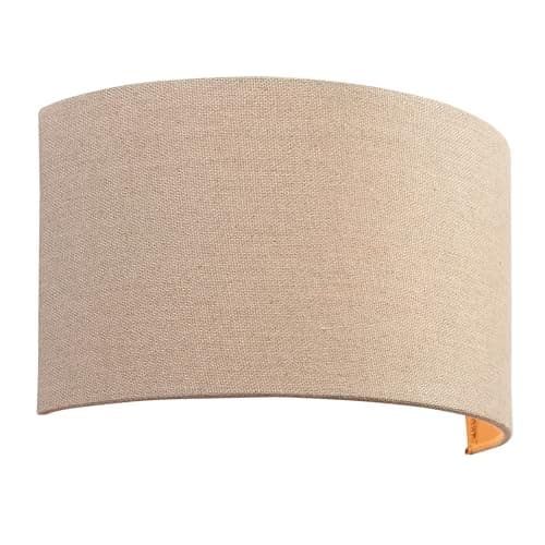 Image of National Lighting Luke Modern Indoor Hallway Lounge Half Round Wall Light E27 Light Shade in Natural Fabric