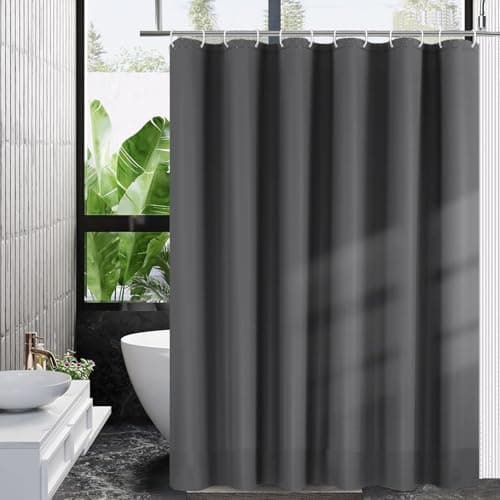 Image of SHENGRUI Shower Curtain for Bathroom - Mould and Mildew Resistant - Grey, 180 x 180 cm (71 x 71 Inch) | Water Repellent Fabric | 100% Polyester, Shower Curtain for Bathroom
