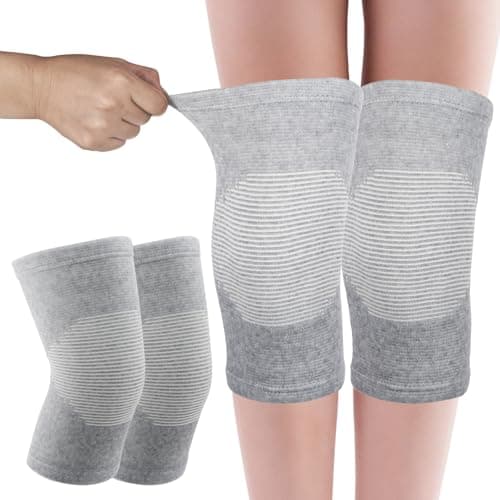 Image of AOZUO Bamboo Knee Sleeve, Elastic Compression Knee Brace Breathable Knee Pads Leg Sleeves Thicken Thermal Knee Braces Relieve Knee Pain Knee Sleeves for Men Women Ski Cycling Dance Running